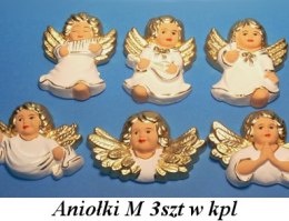 Aniołki gipsowe 3szt. M,N - kolor