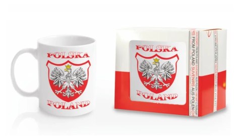 Kubek ceramiczny biały Polska orzeł na godle