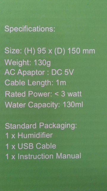 Nawilżacz powietrza jonizator na usb MB14002 Nawilżacz powietrza jonizator na usb MB14002