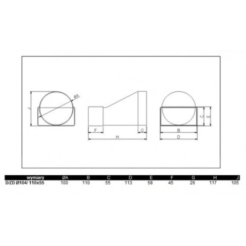 Łącznik przekrojów zmiennych 104/110x55 D/ZD Dospel 007-0224 Łącznik przekrojów zmiennych 104/110x55 D/ZD Dospel 007-0224