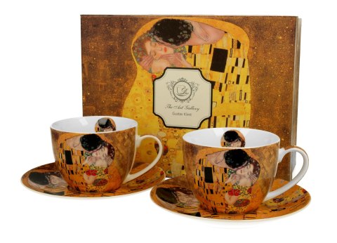 Filiżanki ze spodkami 250ml komplet 2szt. THE KISS by Gustav Klimt