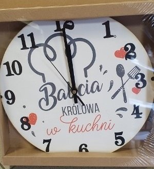 Zegar ścienny 30cm BABCIA KRÓLOWA KUCHNI