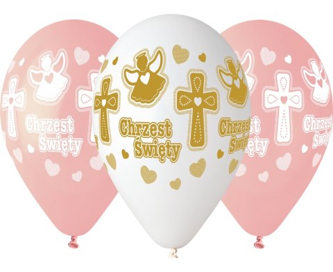 Balony CHRZEST dziewczynki 33cm 5szt. | GS120/617BR