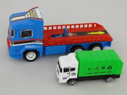 Auto truck z lawetą i autem, napęd na koło zam; 23x10x8cm