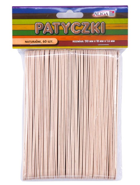 Patyczki naturalne 60 szt. rozm. 150x18x1,6mm | PK-3304