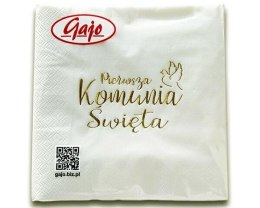 Serwetka 33x33 Komunia Św.- Napis złoty SKN-0001