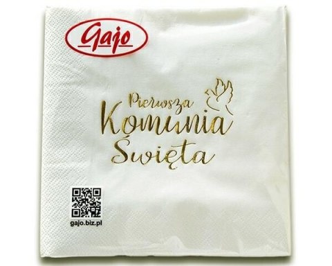 Serwetka 33x33 Komunia Św.- Napis złoty SKN-0001