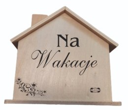 Drewniana skarbonka domek NA WAKACJE