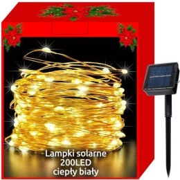 Lampki choinkowe solarne-druciki 200LED c.biały | 00011397