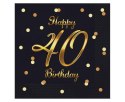 Serwetki 33x33 Happy 40 Birthday czarne 20szt PG-S40C