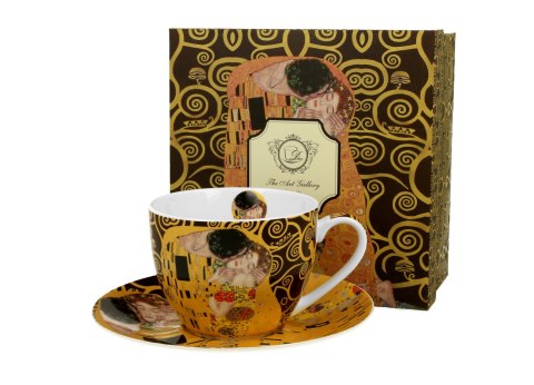 Filiżanka ze spodkiem 280ml THE KISS BROWN by Gustav Klimt