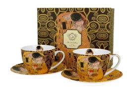 Filiżanki ze spodkami 250ml komplet 2szt. THE KISS BROWN by Gustav Klimt