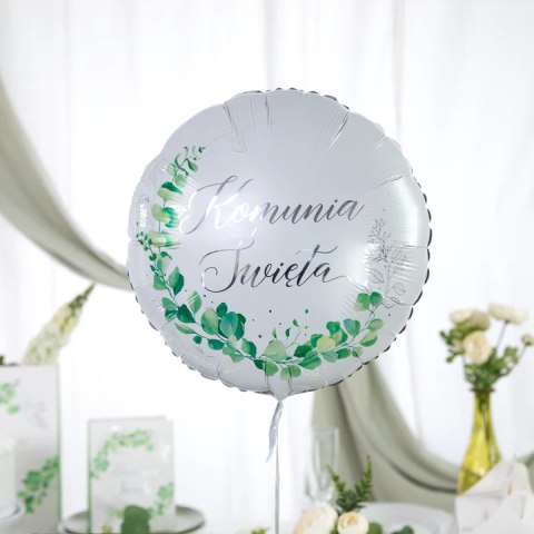Balon foliowy Komunia Święta Eukaliptus srebrny 45cm 131909 Balon foliowy Komunia Święta Eukaliptus srebrny 45cm 131909