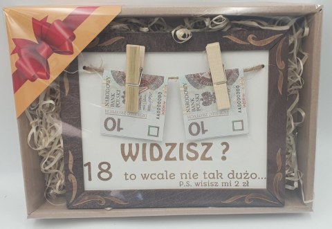 Urodzinowa ramka na pieniądze "Widzisz..." 18-tka / 28 x 20 cm. | P1291P18