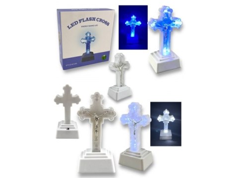 Krzyż led 14 x 6,8cm świecący krzyż WHITE/BLUE