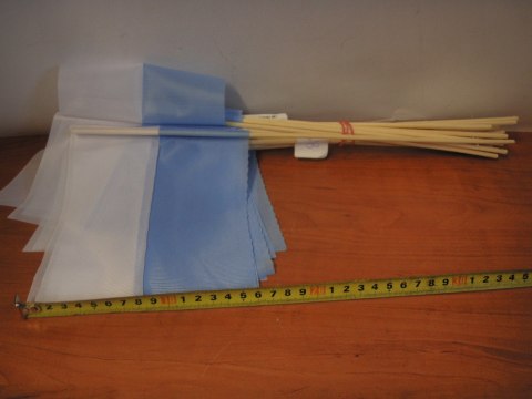 Flaga materiał biało-niebieska 25szt. MARYJNA Flaga materiał biało-niebieska 25szt. MARYJNA