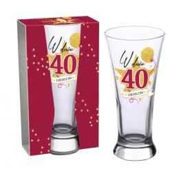 Szklanka do piwa 300ml - W dniu 40 urodzin URODZINOWA STARS MAGENTA