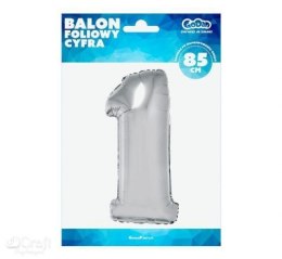 Balon foliowy cyfra ,,1'' 92 cm srebrny FG-C85S1