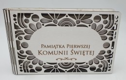 Banknotówka na pieniądze 10 x 15,5cm ażur biała KOMUNIA ŚW