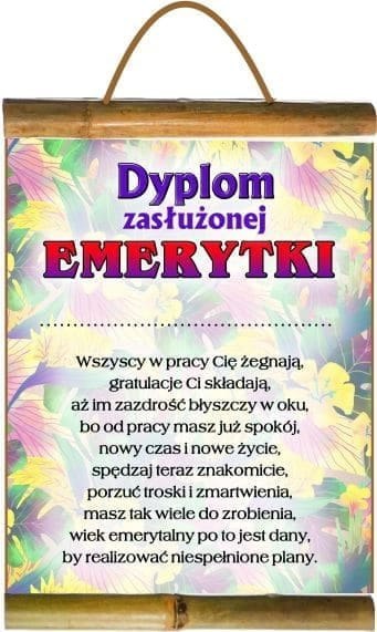 Dyplom - Dyplom zasłużonej emerytki D99