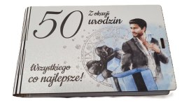 Pudełko na pieniądze 16 x 9,5cm banknotówka na 50 urodziny kolor ELEGANT PAN 3302-EPN50