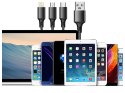 Kabel usb 3w1 do telefonu przewód lightning iphone micro usb type-c 1,2m czarny