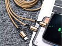 Kabel usb 3w1 do telefonu przewód lightning iphone micro usb type-c 1,2m złoty