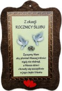 Deska ROCZNICA ŚLUBU do wypisania 21 x 14 cm. P497,P496