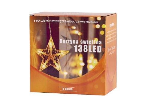 Lampki LED kurtyna renifer 2,5m 138LED ciepły biały 8 trybów świecenia IP44 Lampki LED kurtyna renifer 2,5m 138LED ciepły biały 8 trybów świecenia IP44