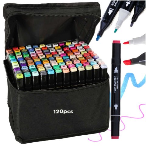 Markery dwustronne mazaki alkoholowe w etui 120 + podstawka Markery dwustronne mazaki alkoholowe w etui 120 + podstawka