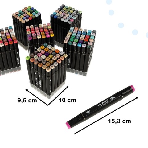 Markery dwustronne mazaki alkoholowe w etui 204 + podstawka Markery dwustronne mazaki alkoholowe w etui 204 + podstawka
