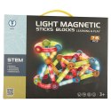 Klocki magnetyczne LED magnetic sticks duże patyczki świecące dla małych dzieci 76 elementów