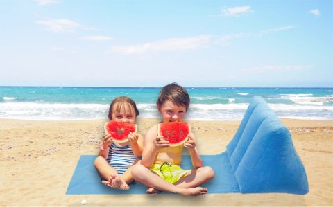 Mata plażowa leżak plażowy z oparciem dmuchany błękitny Mata plażowa leżak plażowy z oparciem dmuchany błękitny