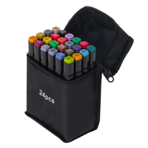 Markery dwustronne mazaki alkoholowe w etui 24 + podstawka Markery dwustronne mazaki alkoholowe w etui 24 + podstawka