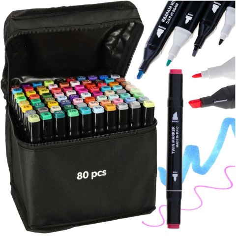 Markery dwustronne mazaki alkoholowe w etui 80 + podstawka Markery dwustronne mazaki alkoholowe w etui 80 + podstawka
