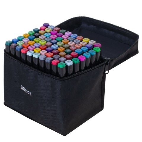 Markery dwustronne mazaki alkoholowe w etui 80 + podstawka Markery dwustronne mazaki alkoholowe w etui 80 + podstawka