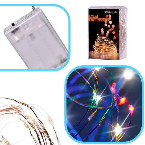 Lampki LED druciki dekoracyjne 10m 100LED multikolor Lampki LED druciki dekoracyjne 10m 100LED multikolor