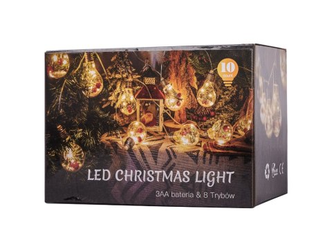 Lampki LED łańcuch na baterie kurtyna lampki choinkowe kule z dekoracją 3m 50LED ciepły Lampki LED łańcuch na baterie kurtyna lampki choinkowe kule z dekoracją 3m 50LED ciepły
