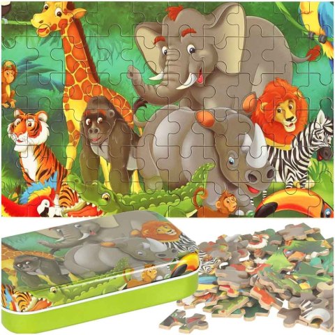 Puzzle dla dzieci bajkowe w puszce dżungla 60 elementów