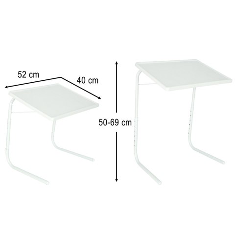 Stolik boczny pod laptopa składany 52 x 40 cm biały Stolik boczny pod laptopa składany 52 x 40 cm biały