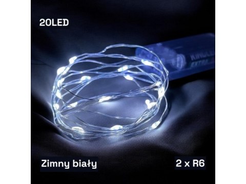 Drucik dekoracyjny 20 led - zimny biały 9001