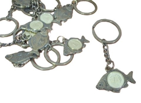 Brelok metalowy 10 szt ryba z groszem Brelok metalowy 10 szt ryba z groszem