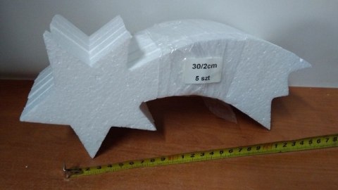 Gwiazda betlejemska kometa 5szt. styropianowa 30/2cm Gwiazda betlejemska kometa 5szt. styropianowa 30/2cm